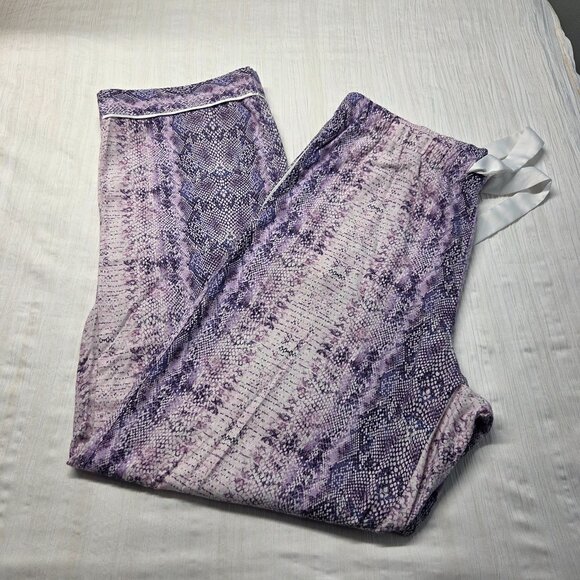 Victoria's Secret Medium Short Pink Purple Snake Skin Drawstring Lounge Pj Pants - Picture 1 of 9